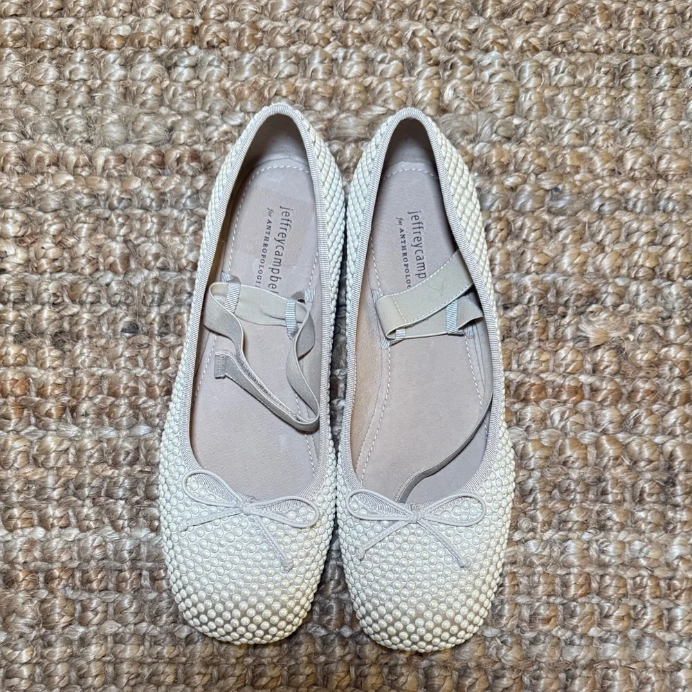 Jeffrey Campbell Pearl Embellished Ballet Flats - Cream/Nude - Size 11 - Picture 2 of 4